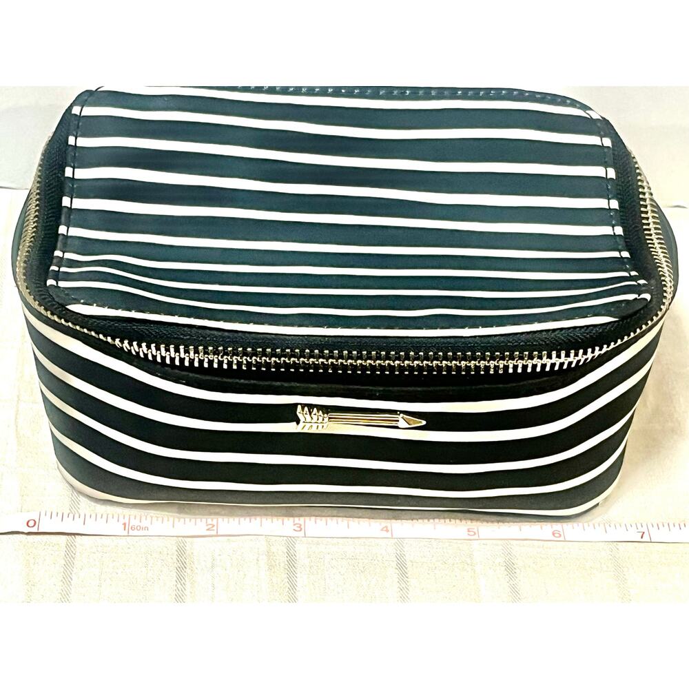 New Stella & Dot Striped Travel Jewelry Cosmetics Storage Box Organizer 6.5x4.5 - Picture 6 of 6